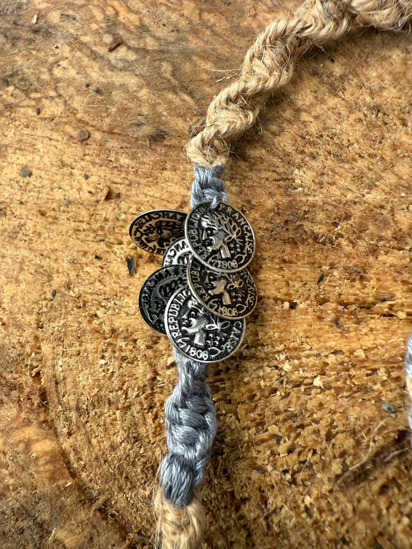 Macrame Hair Wrap - Grey - Ceredigion Dreadlocks