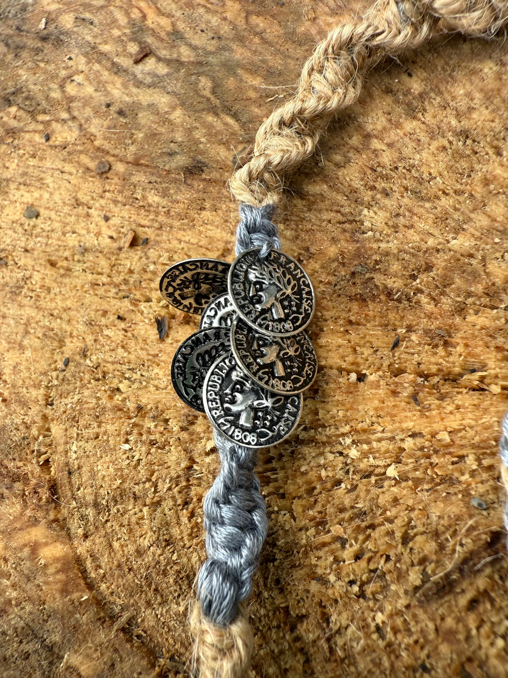 Macrame Hair Wrap - Grey - Ceredigion Dreadlocks