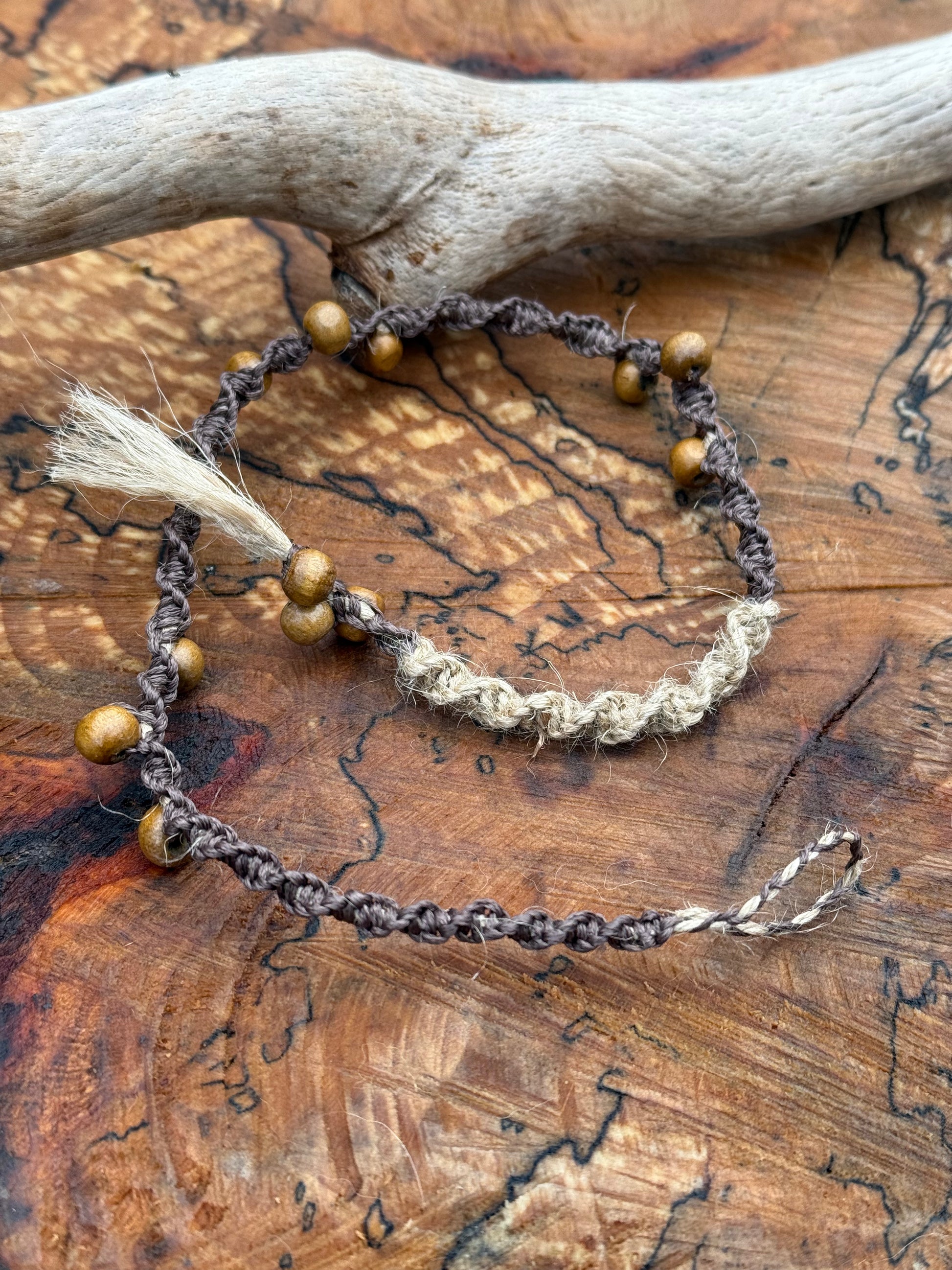 Macrame Hair Wrap - Leather and Beaded - Ceredigion Dreadlocks