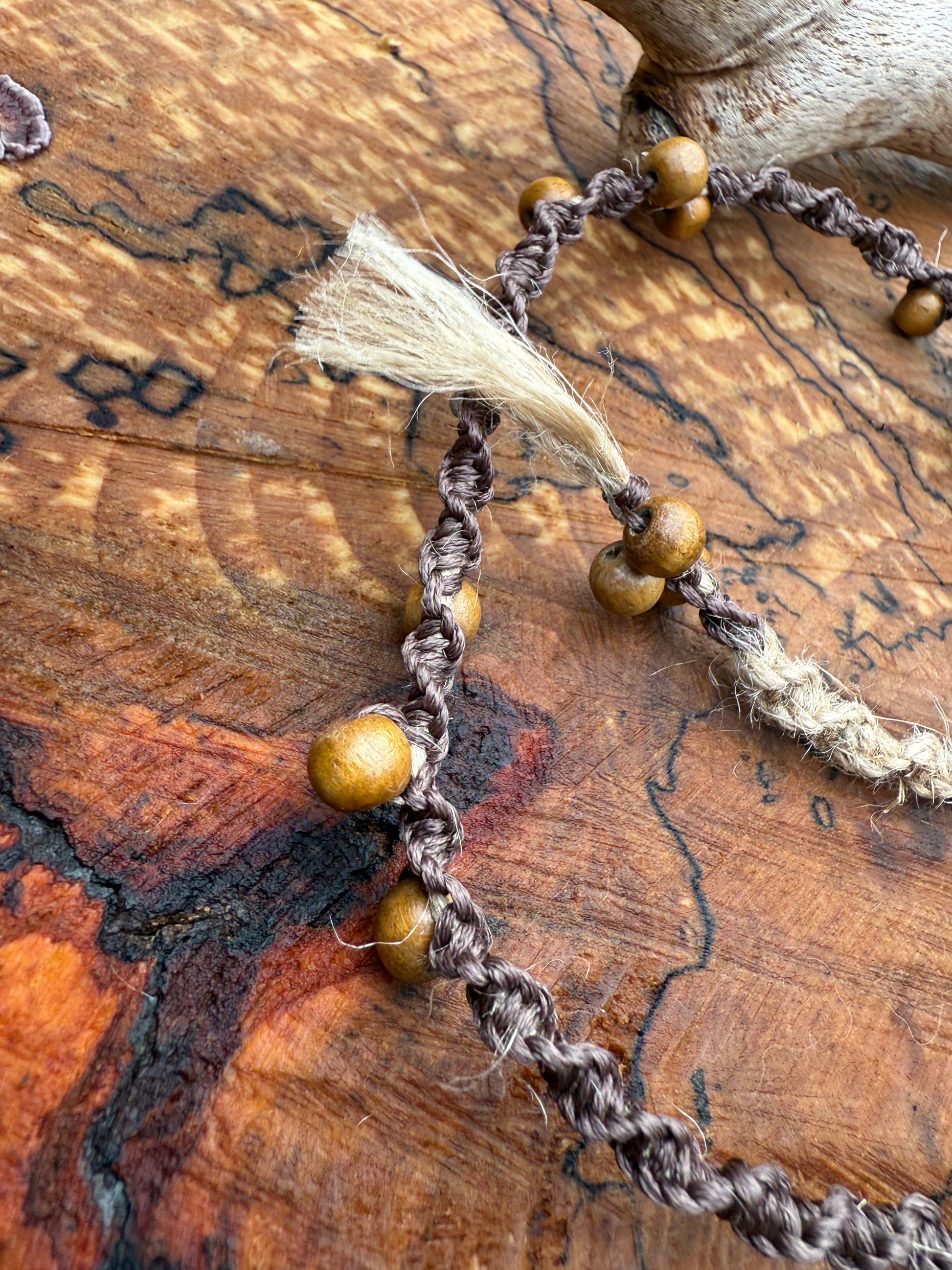 Macrame Hair Wrap - Leather and Beaded - Ceredigion Dreadlocks