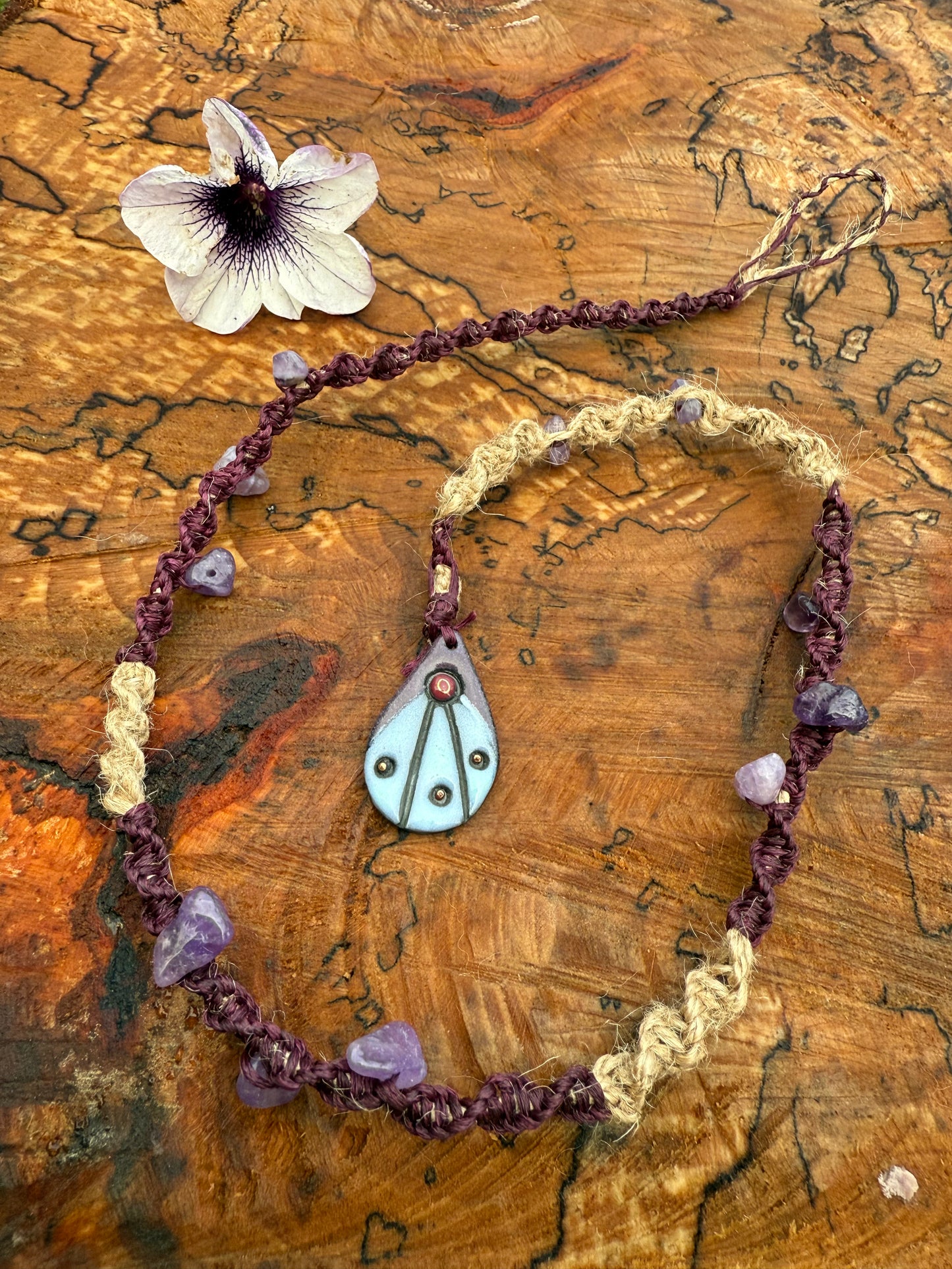 Macrame Hair Wrap - Amethyst - Ceredigion Dreadlocks