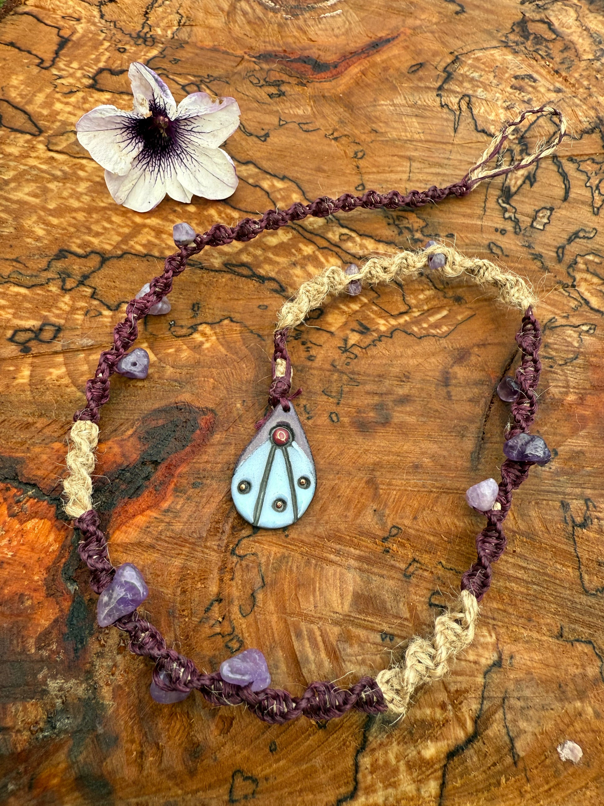 Macrame Hair Wrap - Amethyst - Ceredigion Dreadlocks