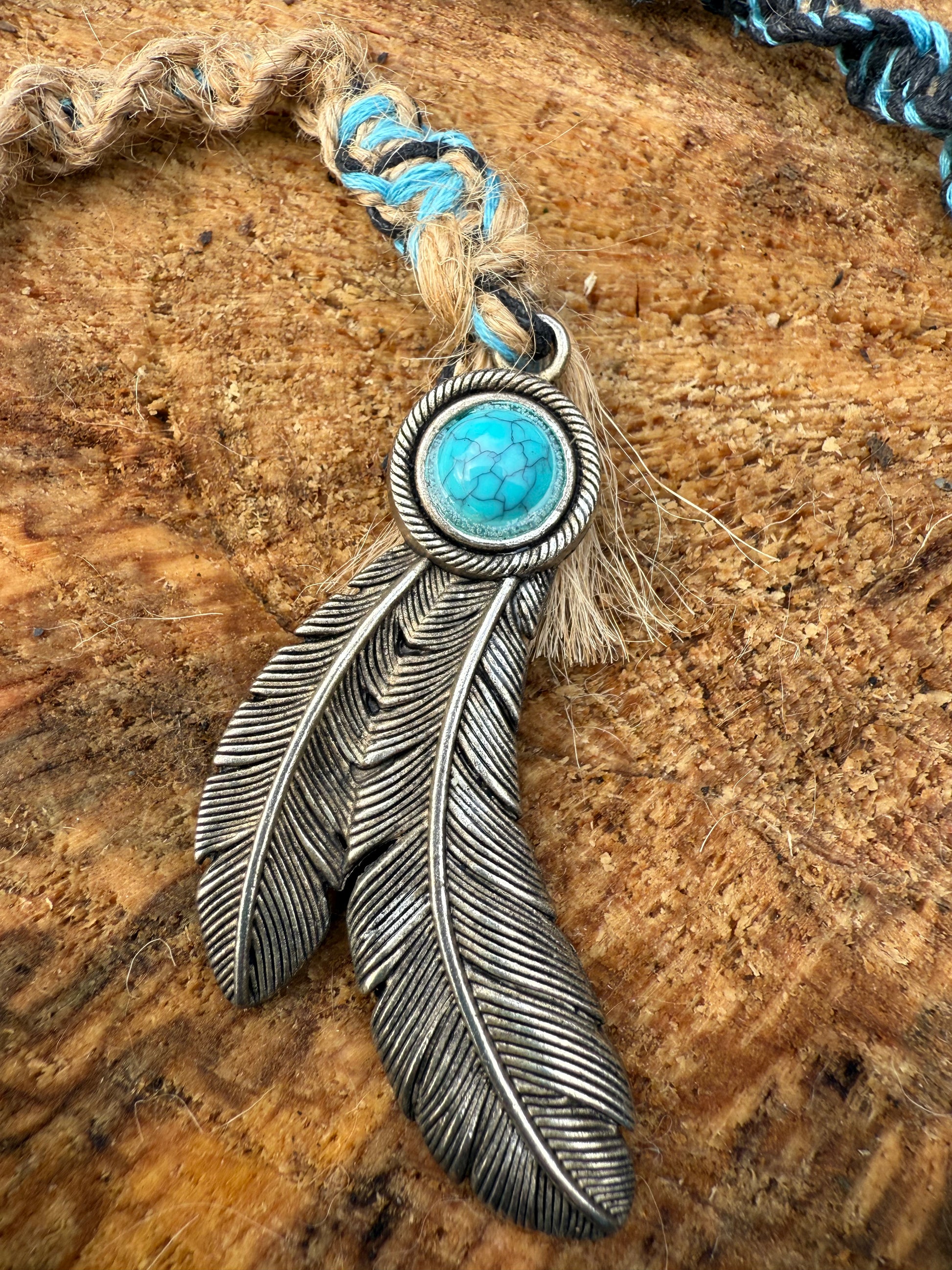 Macrame Hair Wrap - Incense, Blue Feather - Ceredigion Dreadlocks