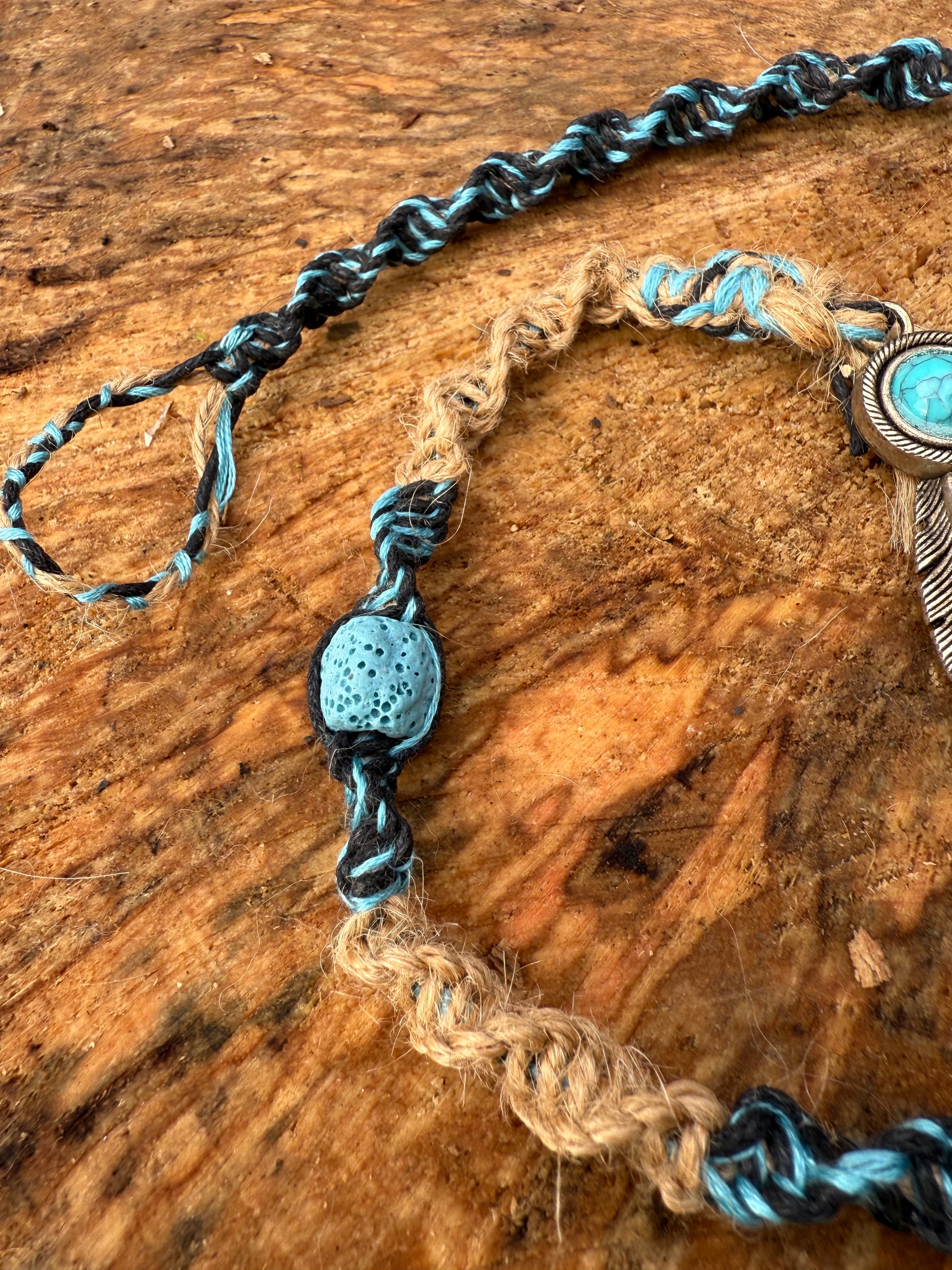 Macrame Hair Wrap - Incense, Blue Feather - Ceredigion Dreadlocks