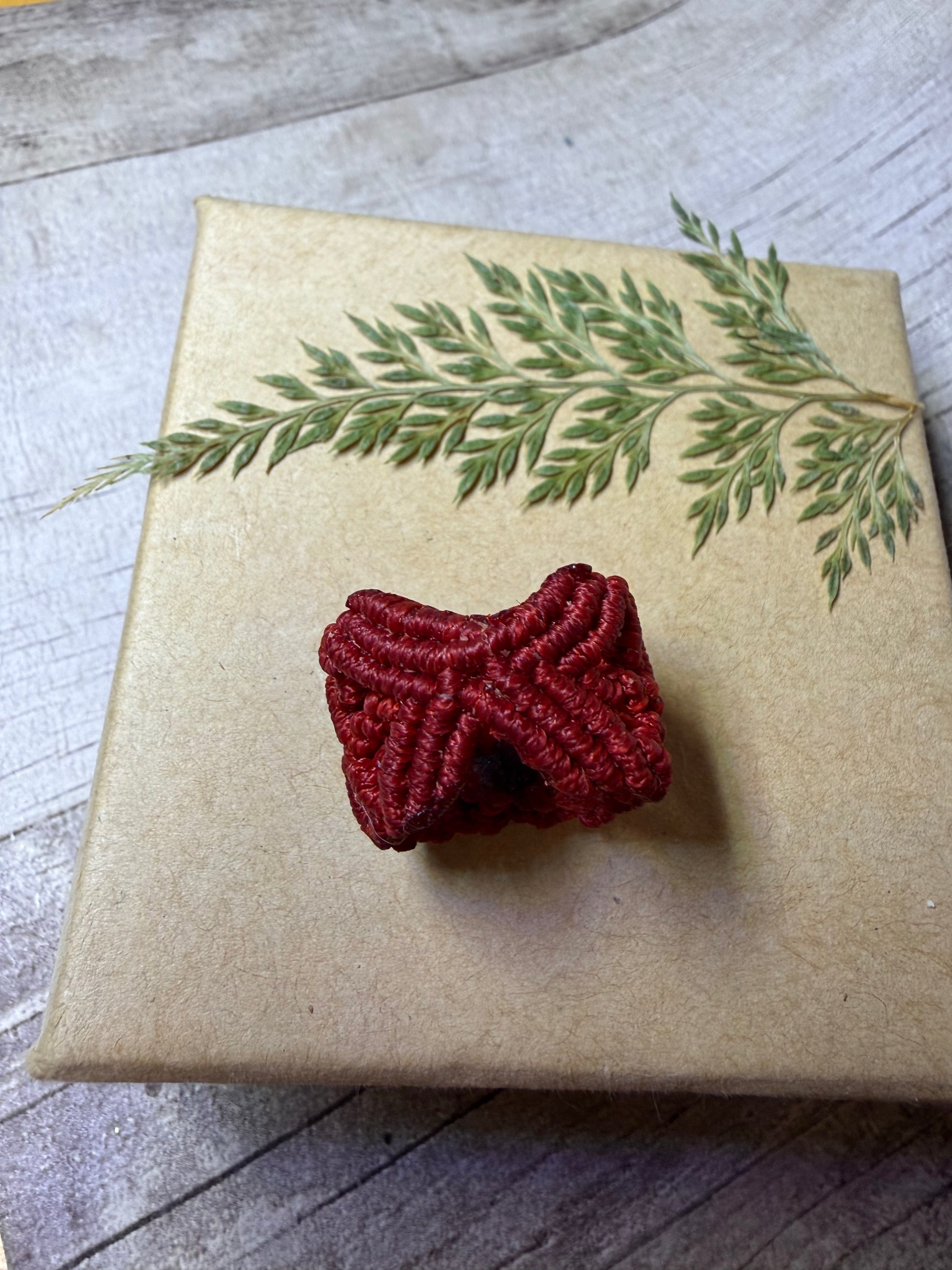 Macrame Dread Cuff / Ring - Red - Ceredigion Dreadlocks