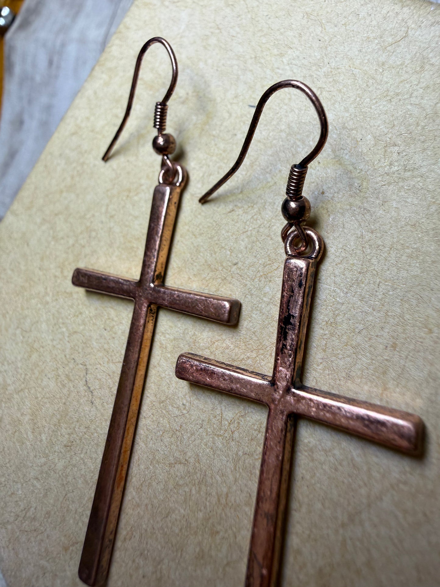 Copper Cross Earrings - Ceredigion Dreadlocks