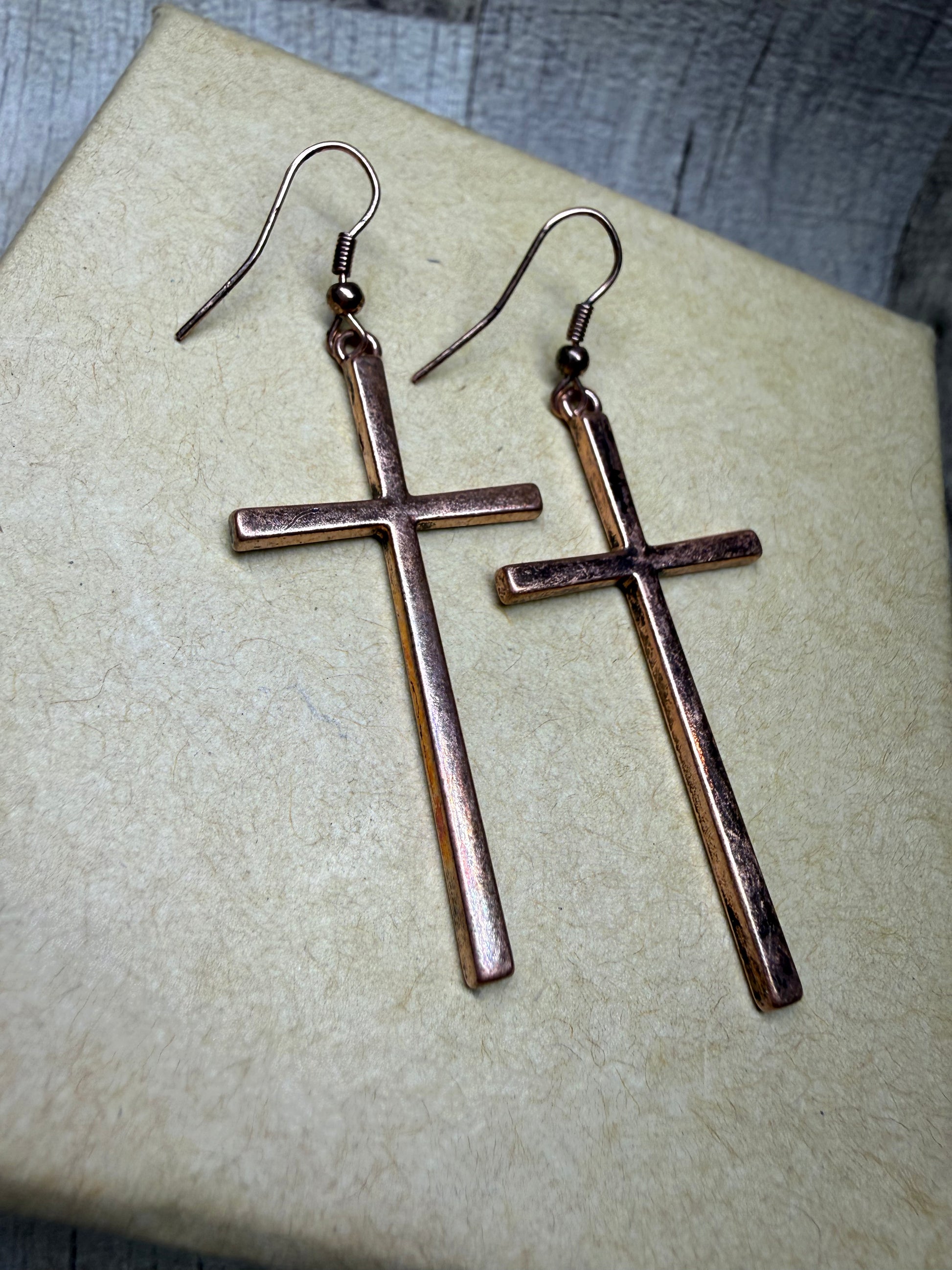 Copper Cross Earrings - Ceredigion Dreadlocks