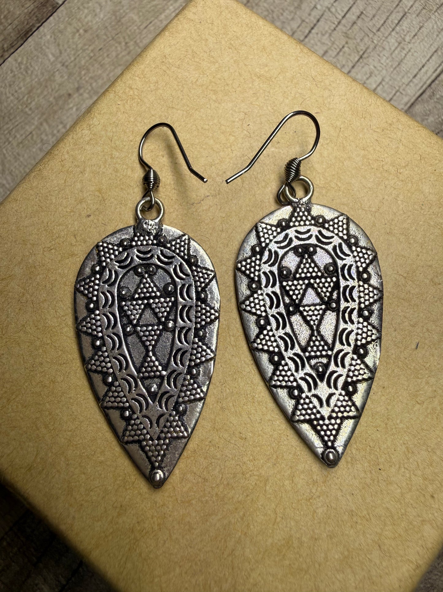 Silver Aztec Earrings - Ceredigion Dreadlocks
