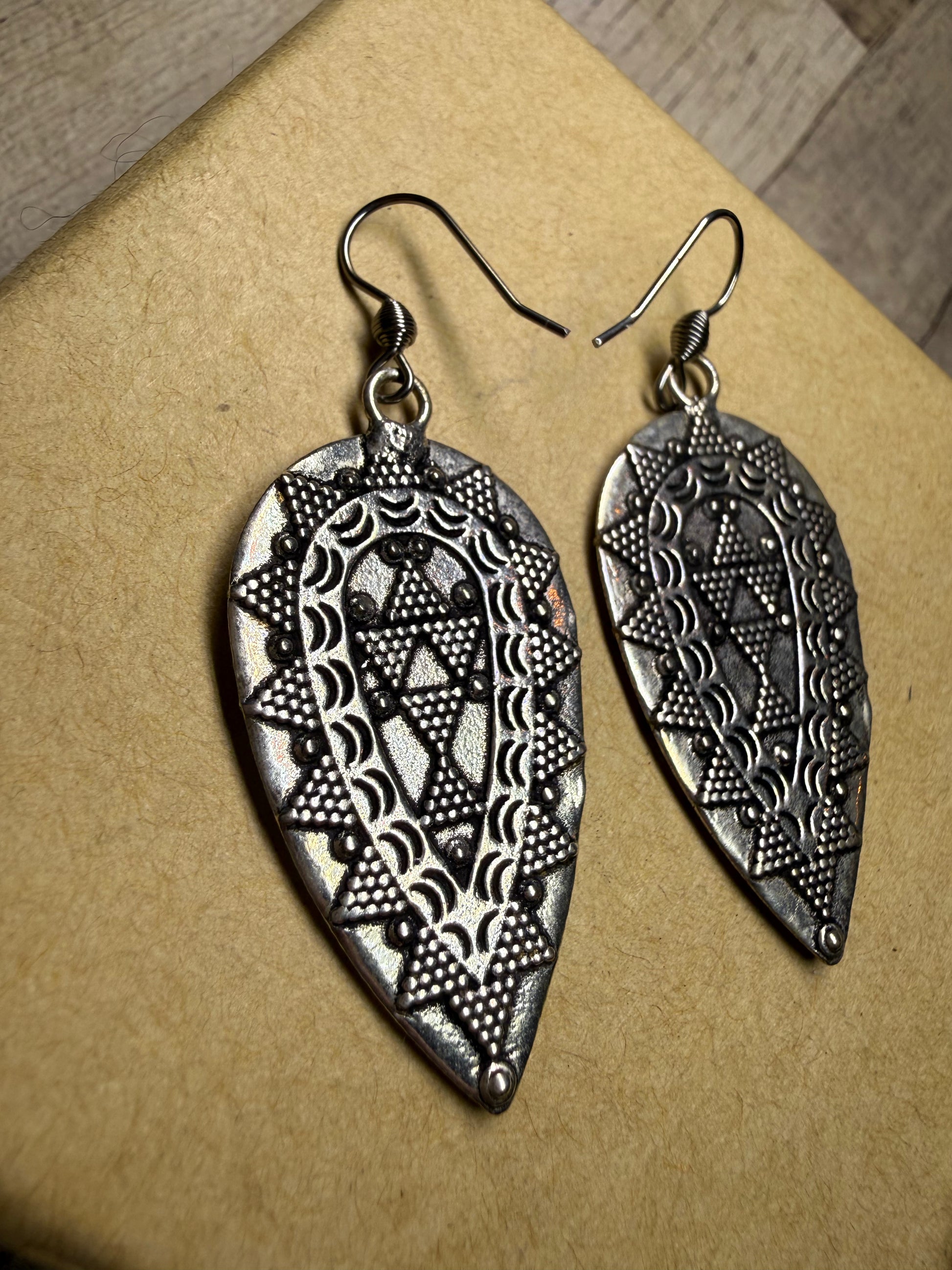 Silver Aztec Earrings - Ceredigion Dreadlocks