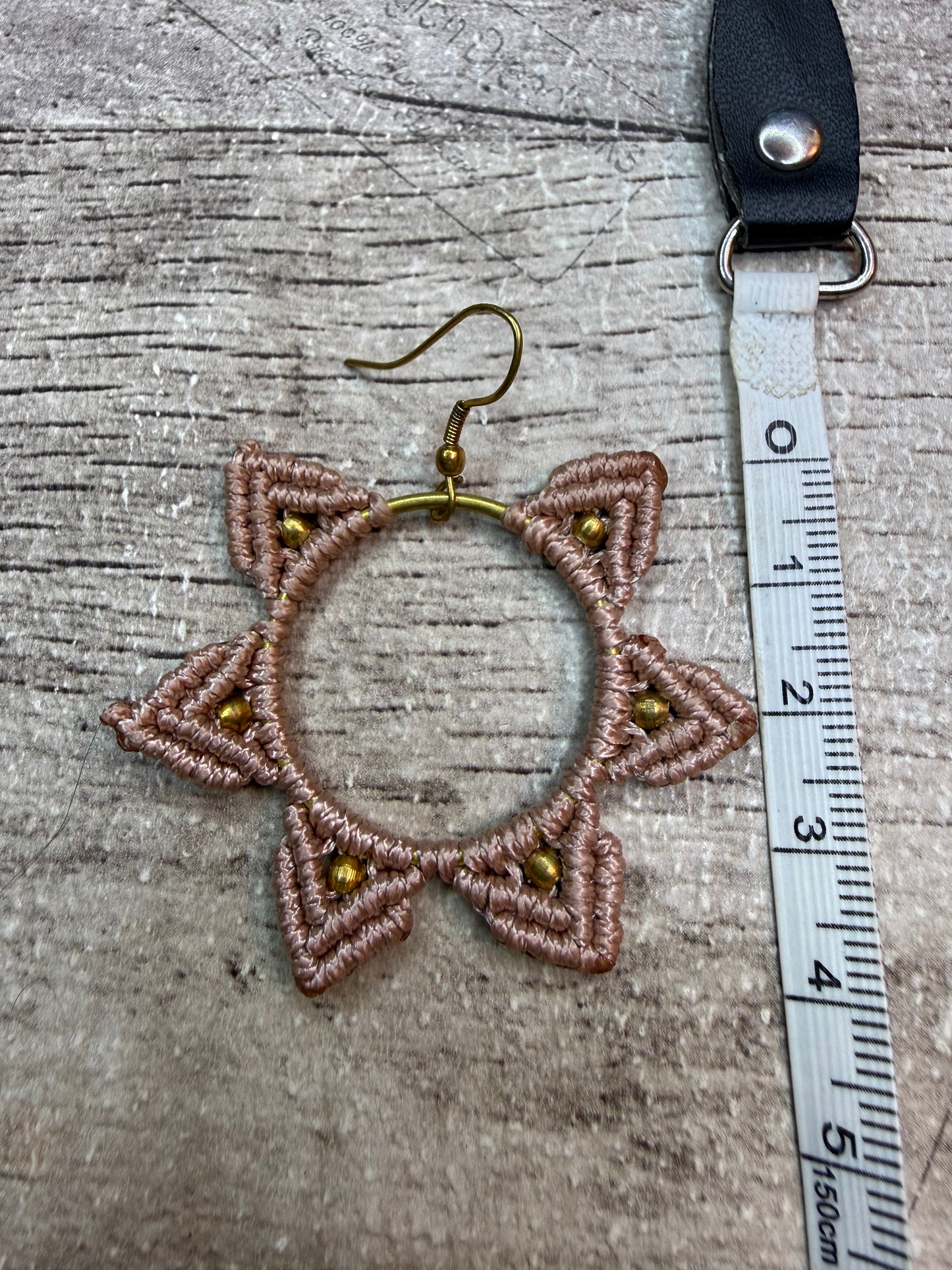 Sand Macrame Hoop Earrings