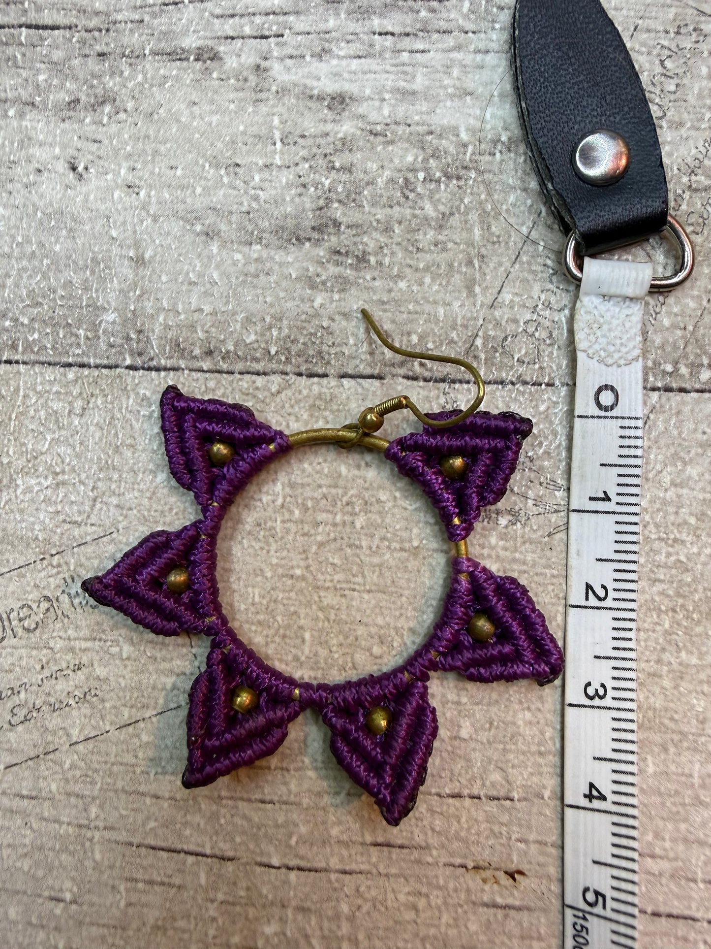 Purple Macrame Hoop Earrings