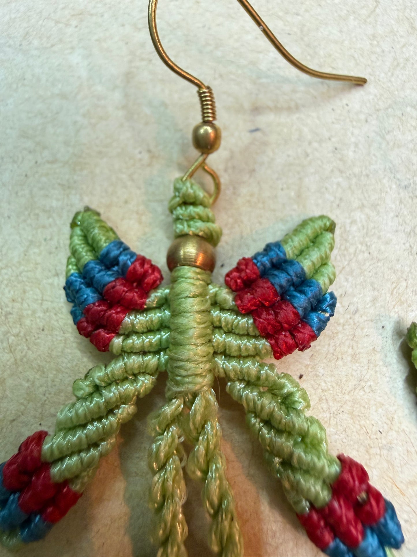 Butterfly Macrame Earrings - Green