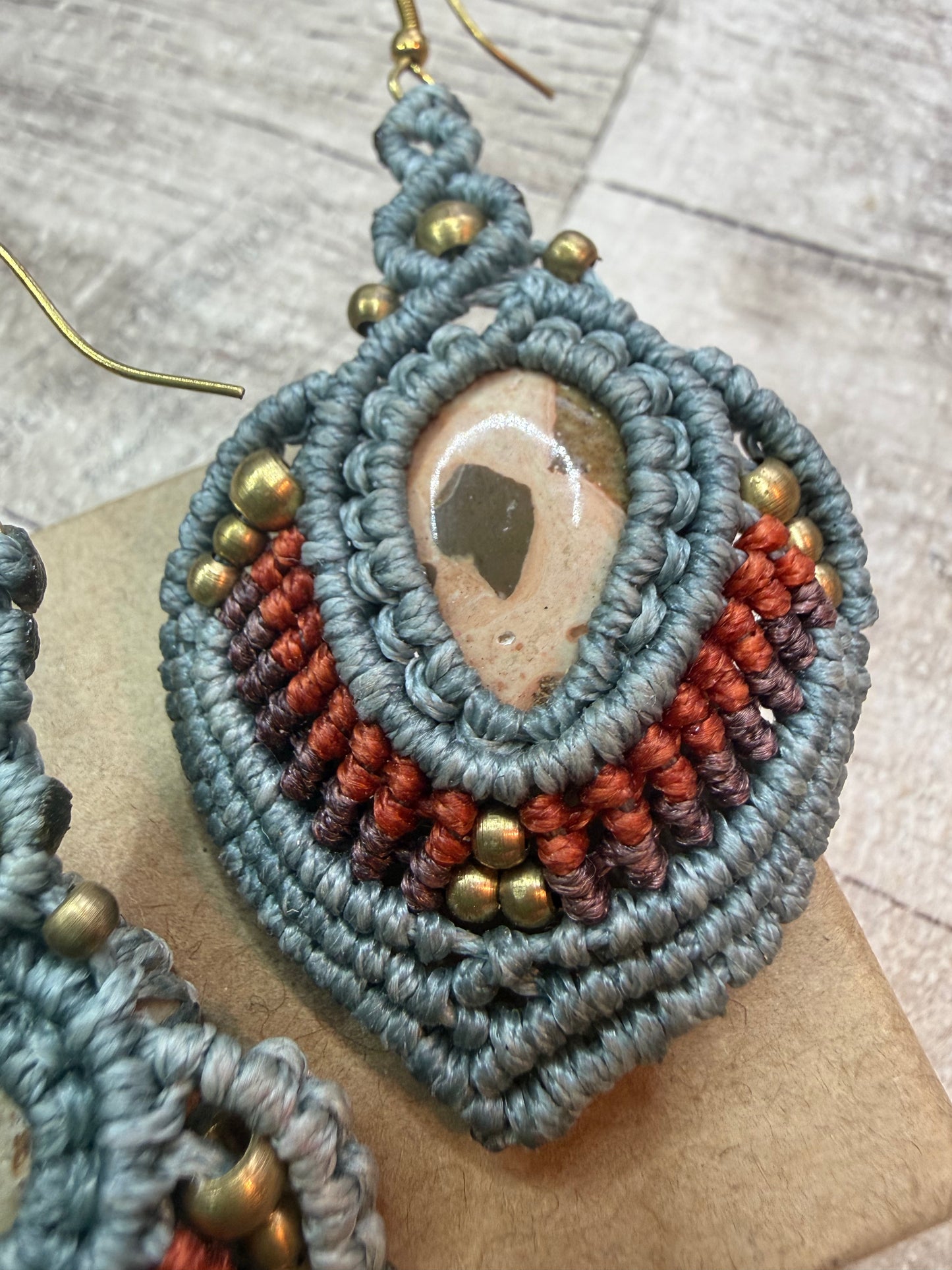Leaf Macrame Earrings - Ceredigion Dreadlocks