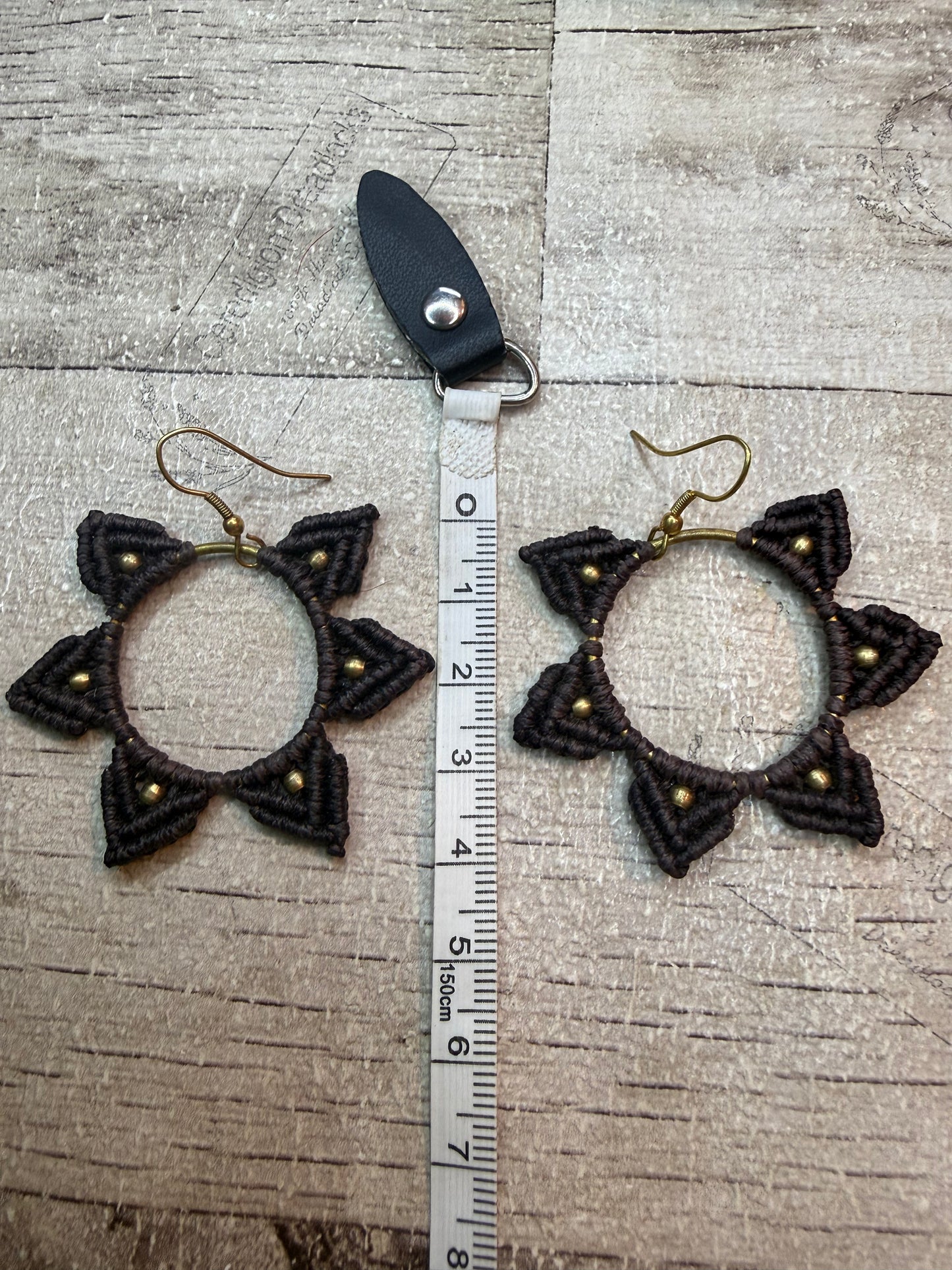 Macrame Hoop Earrings - Dark Brown - Ceredigion Dreadlocks