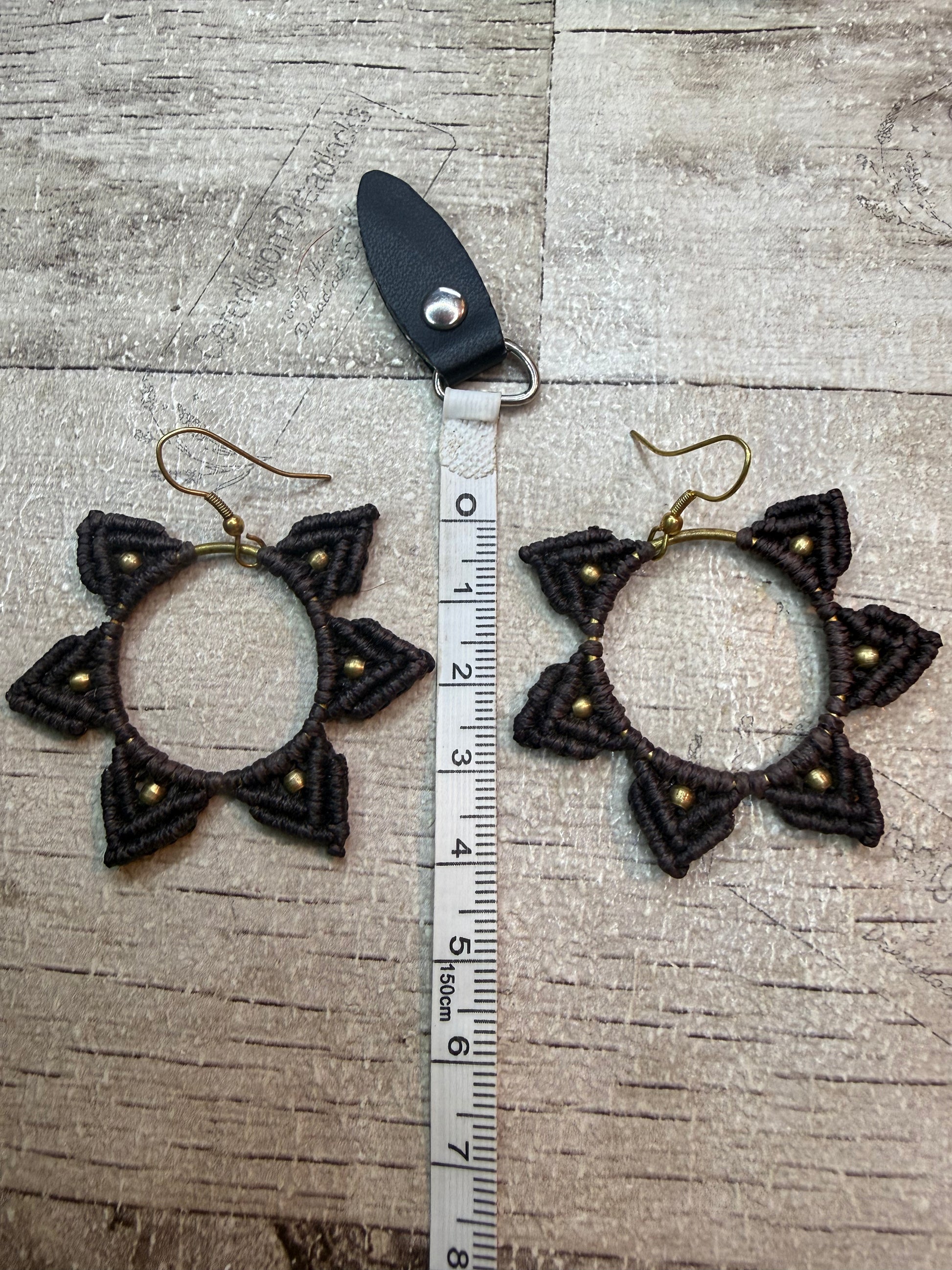 Macrame Hoop Earrings - Dark Brown - Ceredigion Dreadlocks