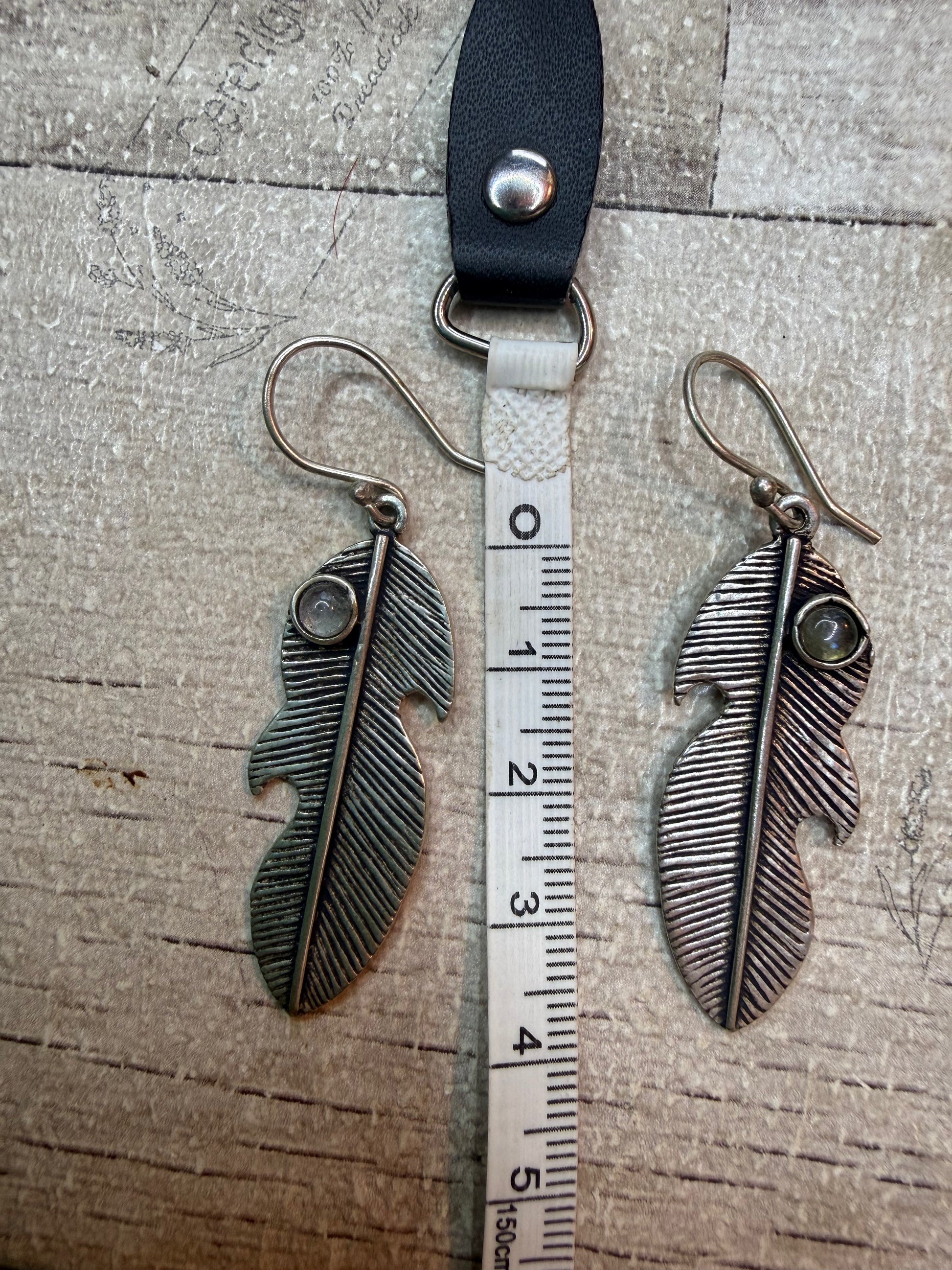 Silver Feather Earrings - Glass - Ceredigion Dreadlocks