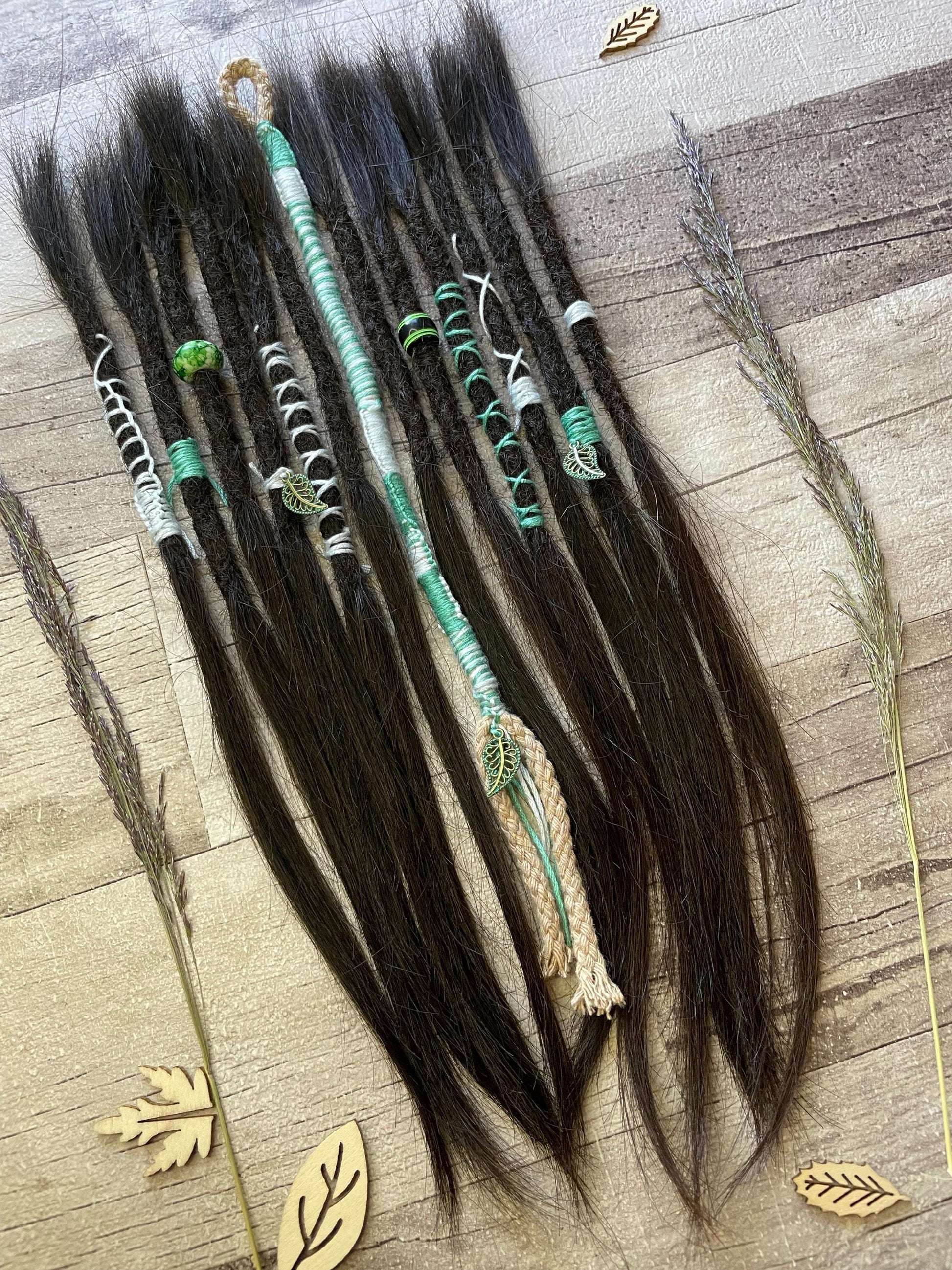 Black 13 Inch Decorated Extensions & Hair Wrap - Ceredigion Dreadlocks