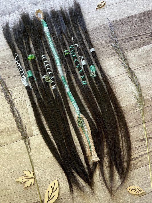 Black 13 Inch Decorated Extensions & Hair Wrap - Ceredigion Dreadlocks
