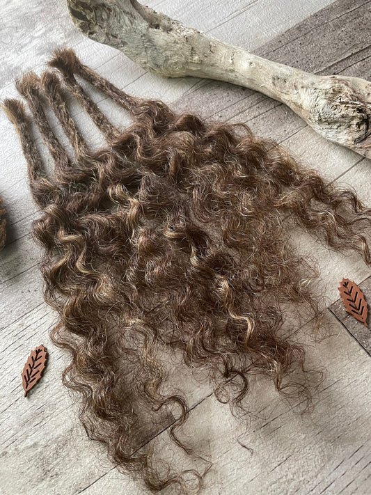 x5+ Water Wave 100% Human Hair Dreadlock Extensions Brown & Blonde Mix Curly