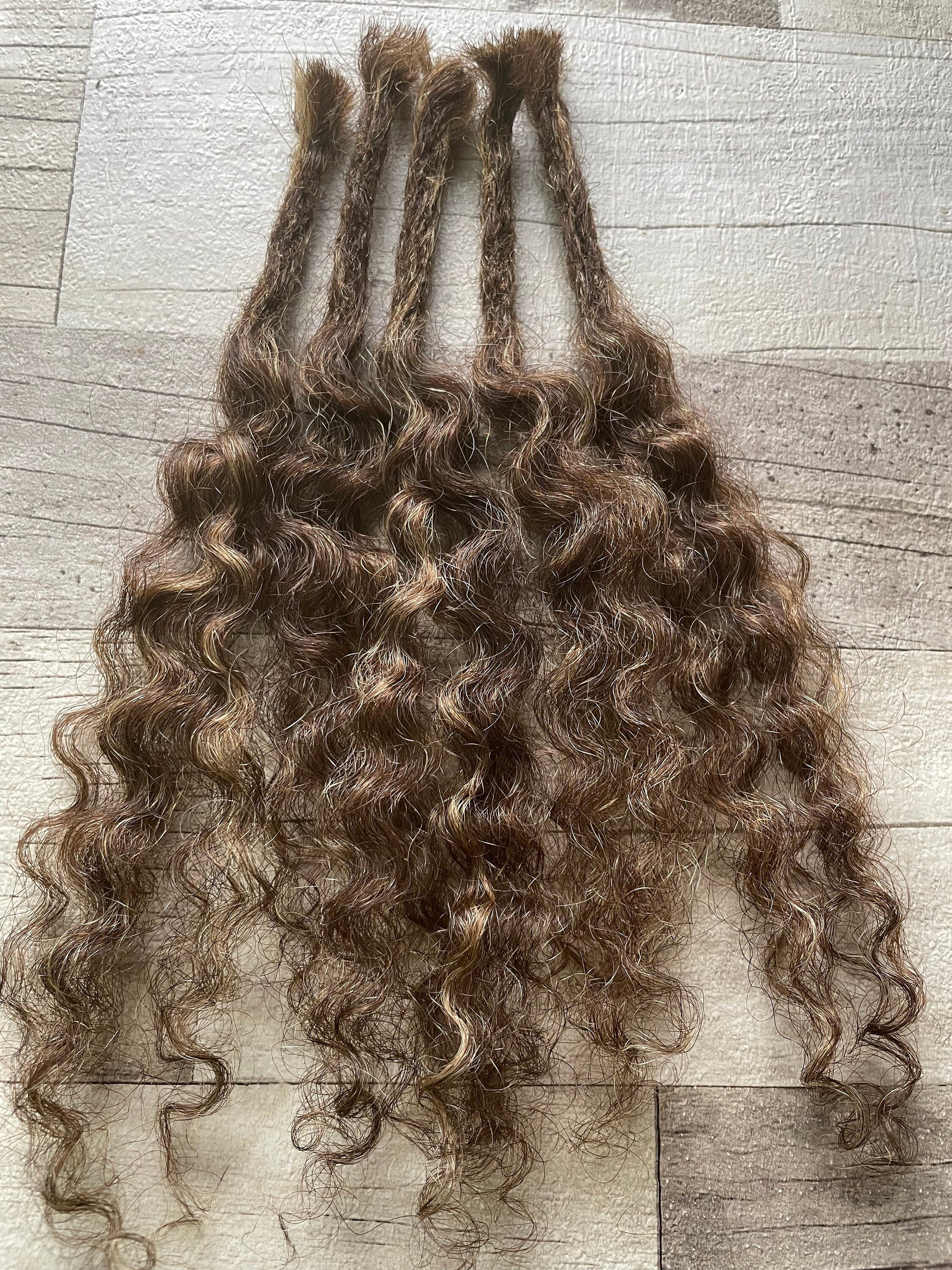 x5+ Water Wave 100% Human Hair Dreadlock Extensions Brown & Blonde Mix Curly