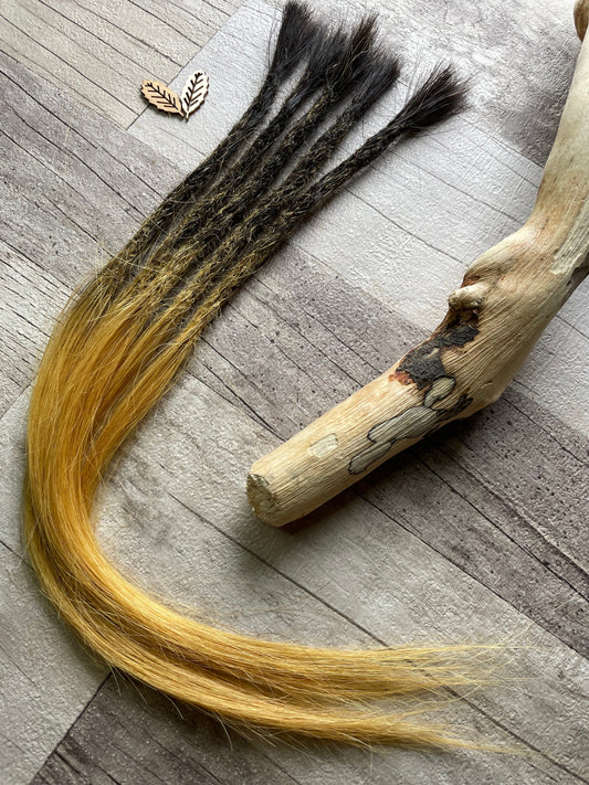 Ombre Black Yellow 100% Human Hair Dreadlock Extensions 17 Inch