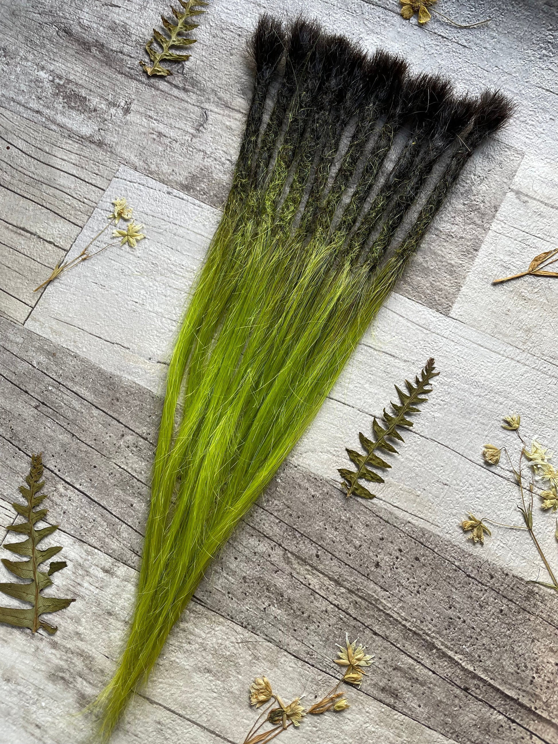 x10 #1b/Green 100% Human Hair Dreadlock Extensions Straight 13 Inch