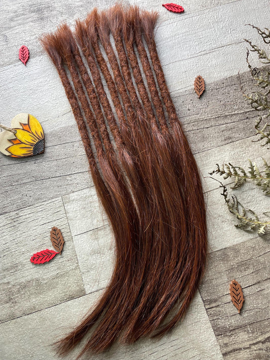 Auburn Double Drawn 100% Virgin Human Hair Dreadlock Extensions Silky 14 Inches