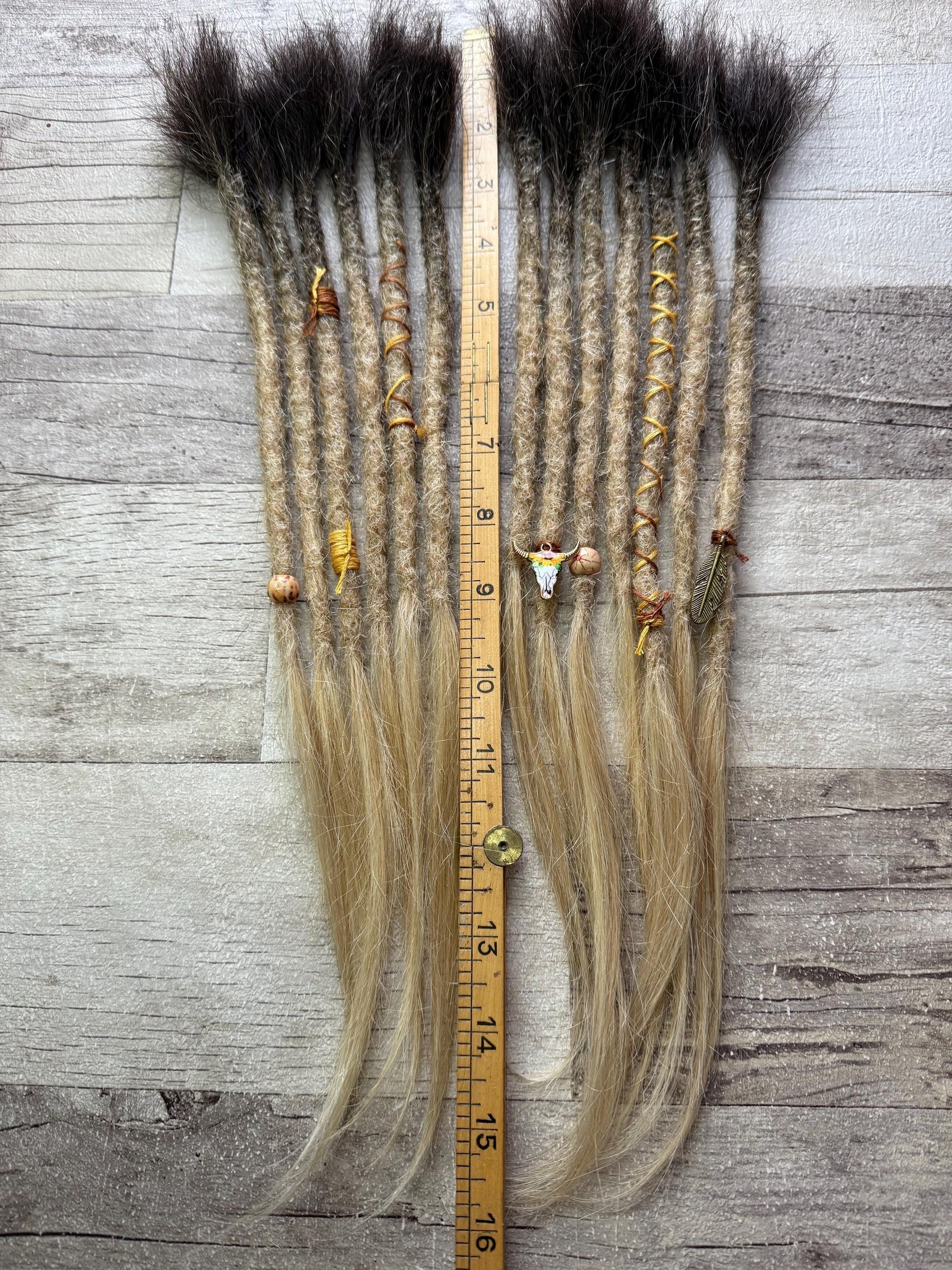 x13 Ombre Dark Brown to Blonde 100% Human Hair Dreadlock Extensions 14 Inch