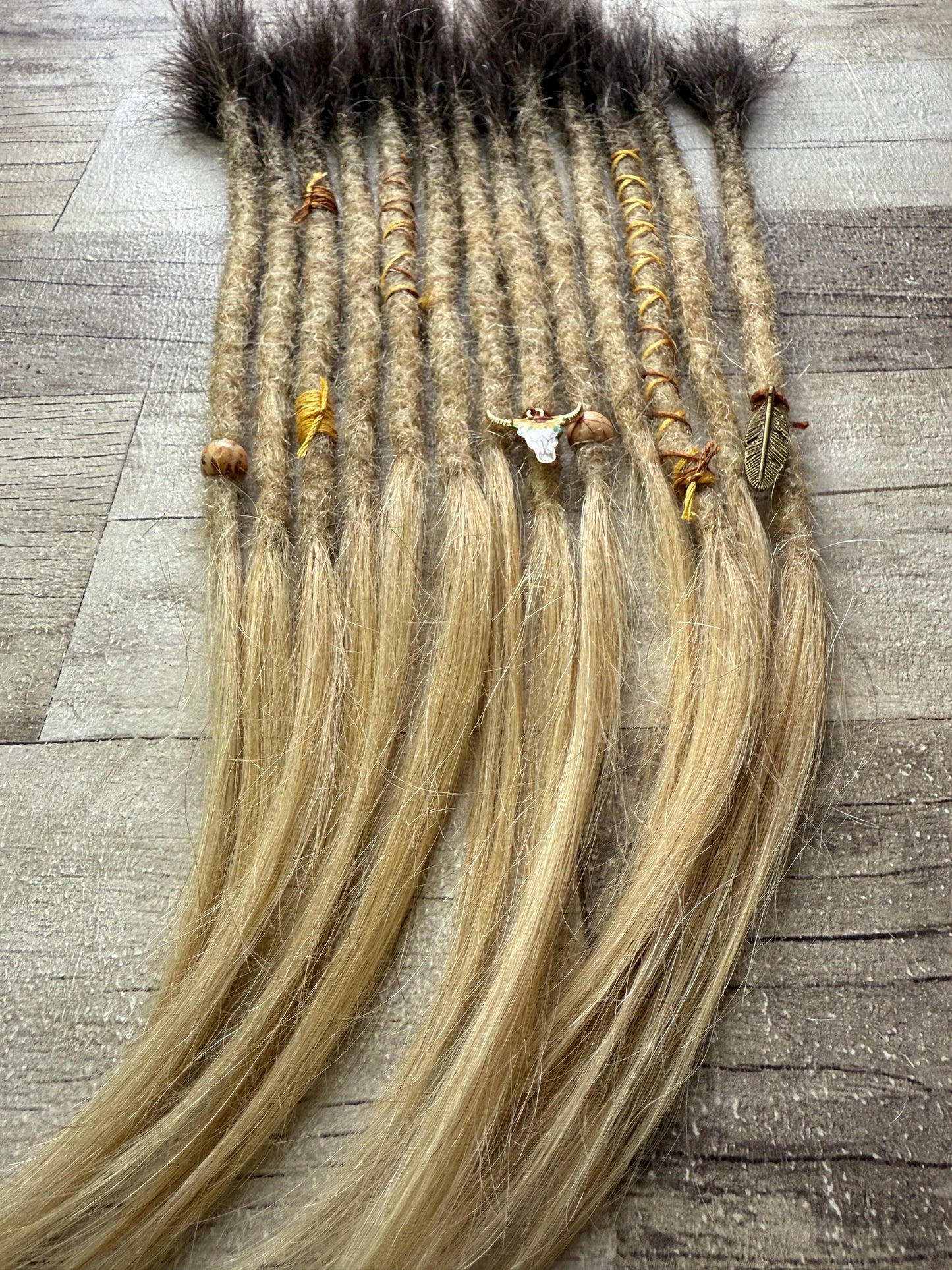 x13 Ombre Dark Brown to Blonde 100% Human Hair Dreadlock Extensions 14 Inch