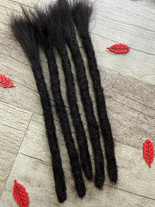x5 Blunt Tips 100% Virgin Human Hair Dreadlock Extensions Black