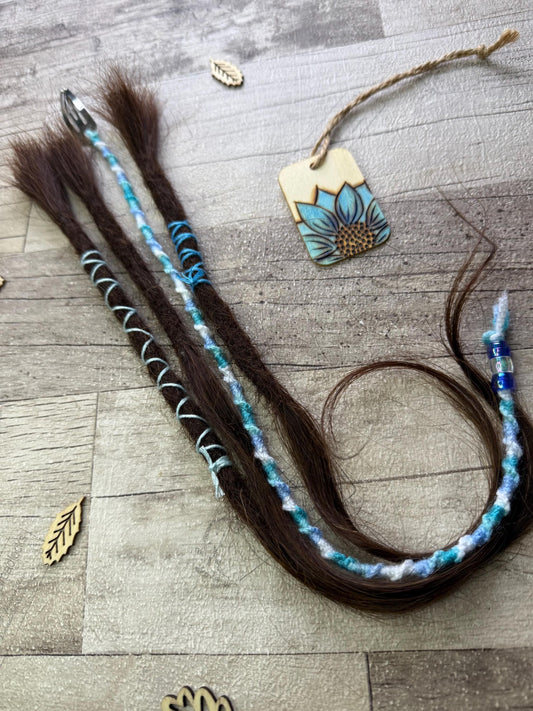 x3 Mid Brown 100% Human Hair Dreadlock Extensions 16 Inch Plus Clip In Macrame Wrap