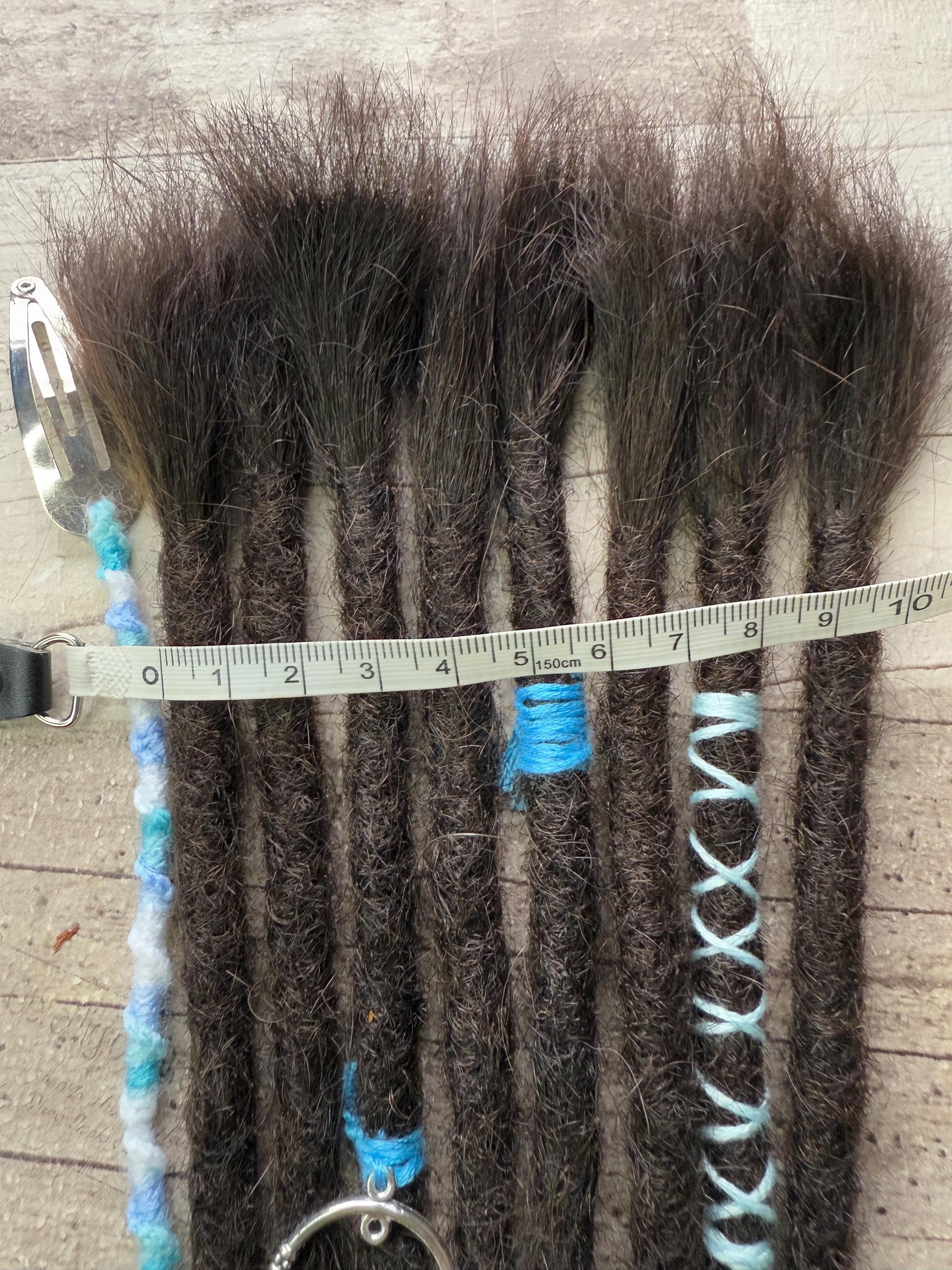 x8 Dark Brown 100% Human Hair Dreadlock Extensions 12 Inch Plus Clip In Macrame Wrap