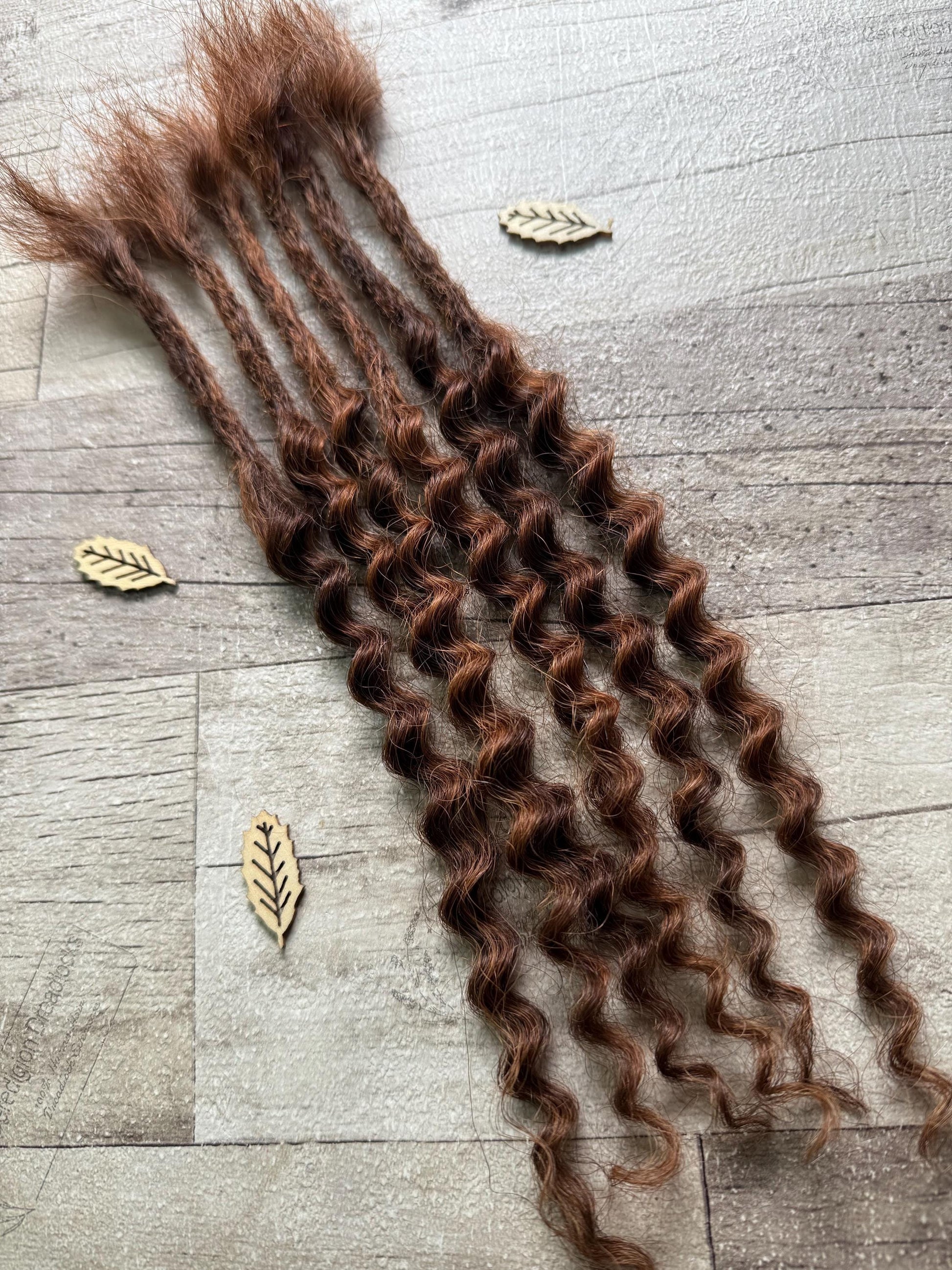 x5 Dark Auburn 100% Human Hair Dreadlock Extensions Curly 13 Inch