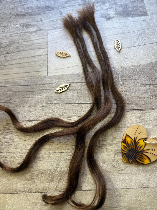 X4 Wavy Brown 100% Human Hair Dreadlock Extensions 14 Inch