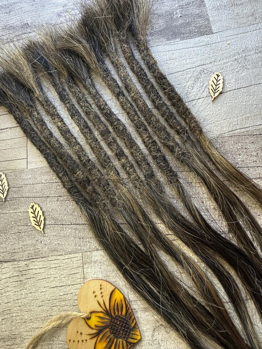 x10+ Mixed Colour 100% Human Hair Dreadlock Extensions 14 Inch