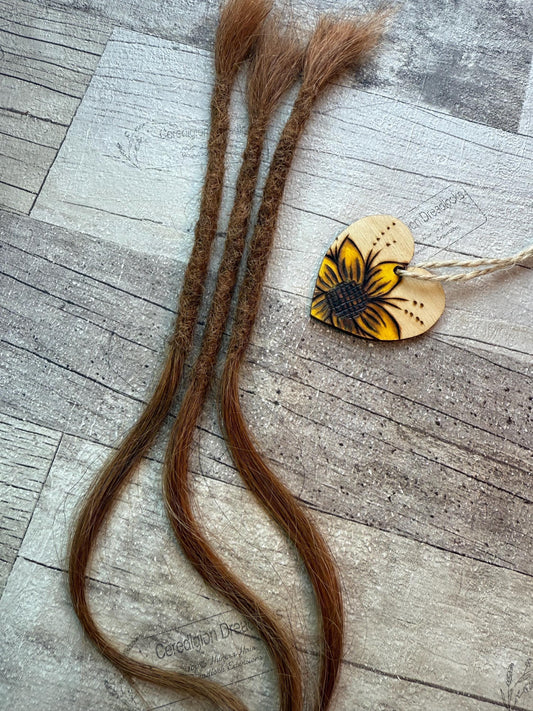 x3 Auburn 100% Human Hair Dreadlock Extensions Brown 13 Inch