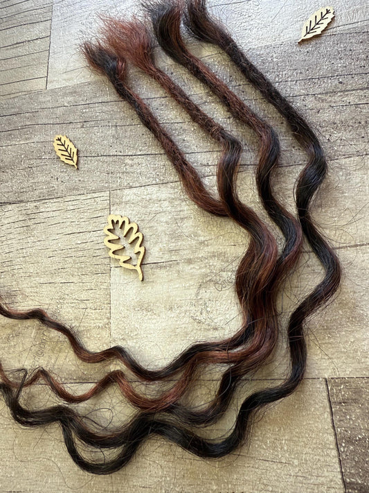 X4 Curly Black Dark Auburn 100% Human Hair Dreadlock Extensions 17 Inch