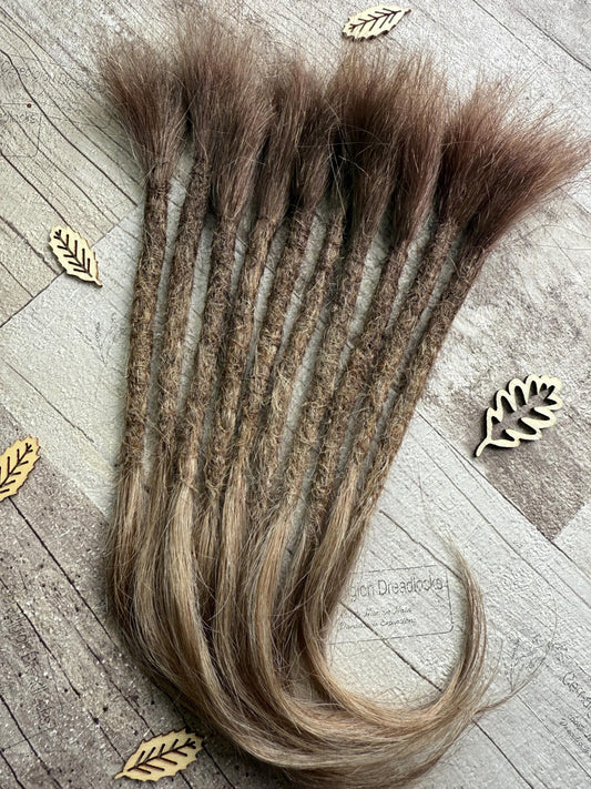 Ash Toned Balayage Light Brown Blonde 100% Human Hair Dreadlock Extensions 10 Inch Soft Remy
