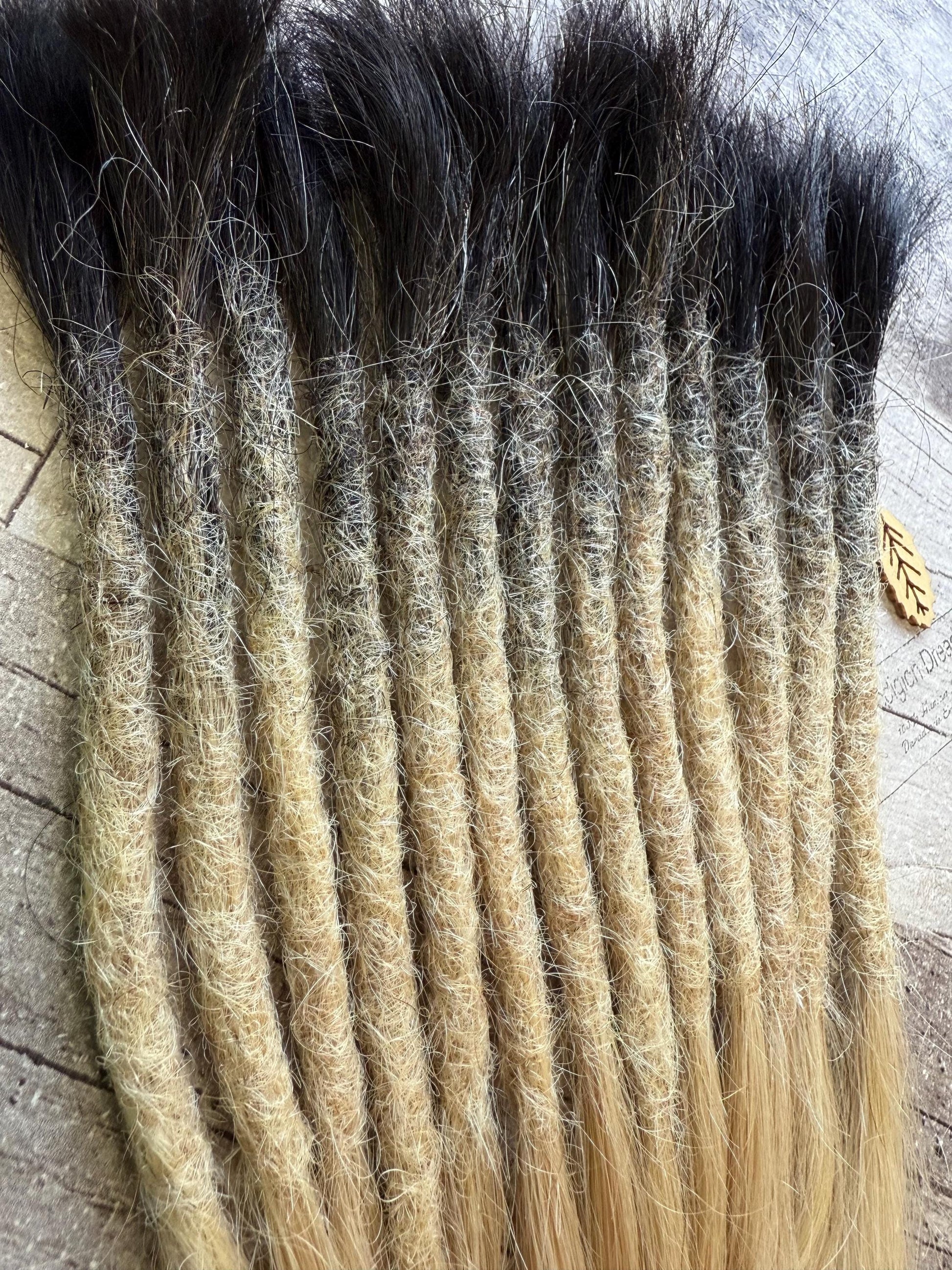 Ombre Platinum Blonde Black 100% Human Hair Dreadlock Extensions 14 Inch