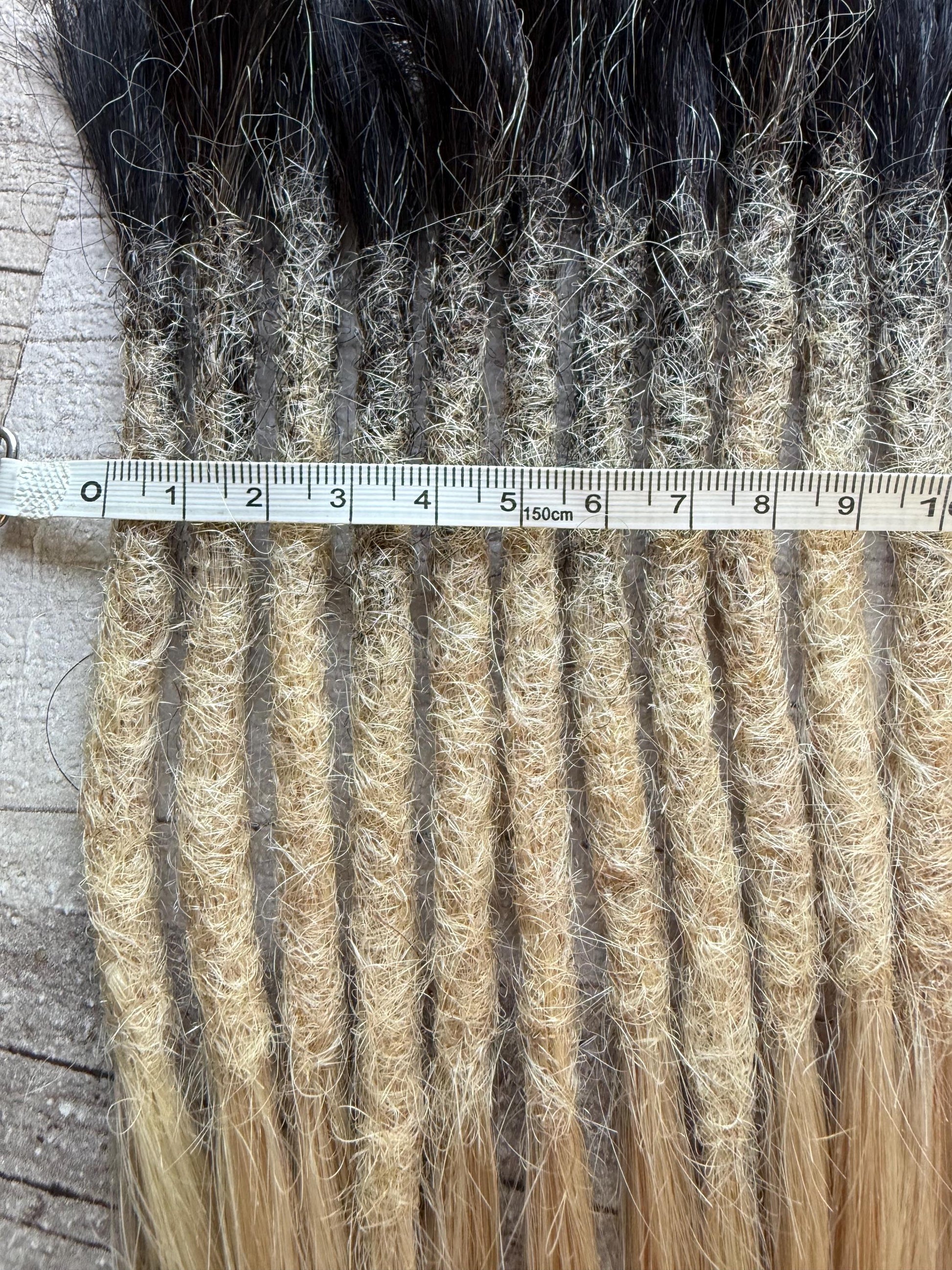 Ombre Platinum Blonde Black 100% Human Hair Dreadlock Extensions 14 Inch