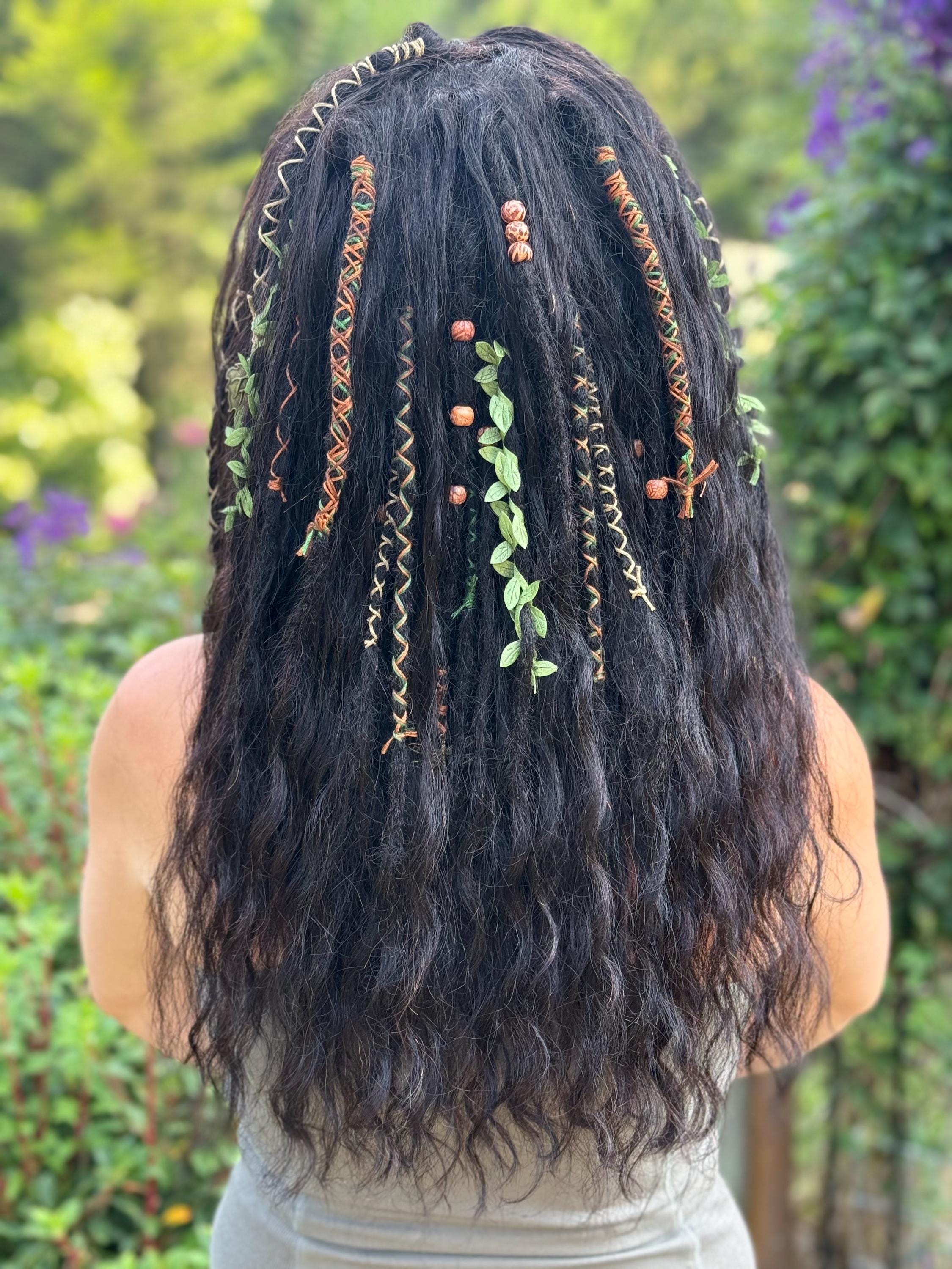 Lace Front Wig #1B 100% Human Hair With Dreadlocks Decorated Wavy Curly