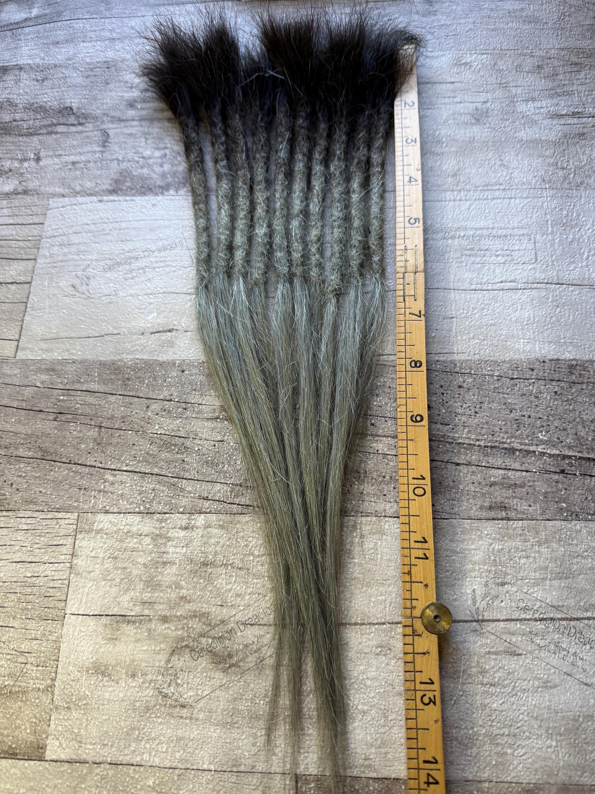 Grey Ombre Black Brown 100% Human Hair Dreadlock Extensions 14 Inch