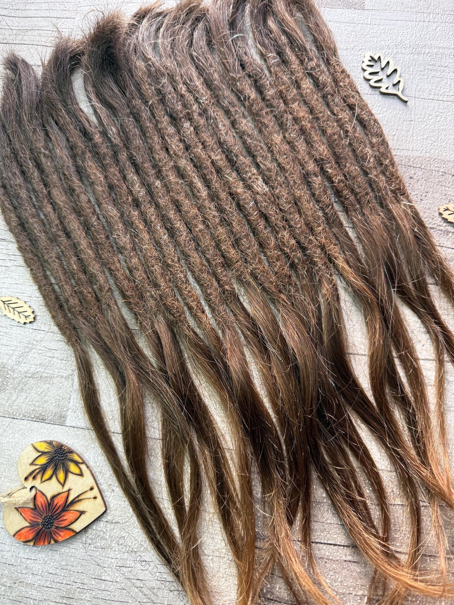 x22 Raw Virgin Golden Brown 100% Human Hair Dreadlock Extensions 13 Inches