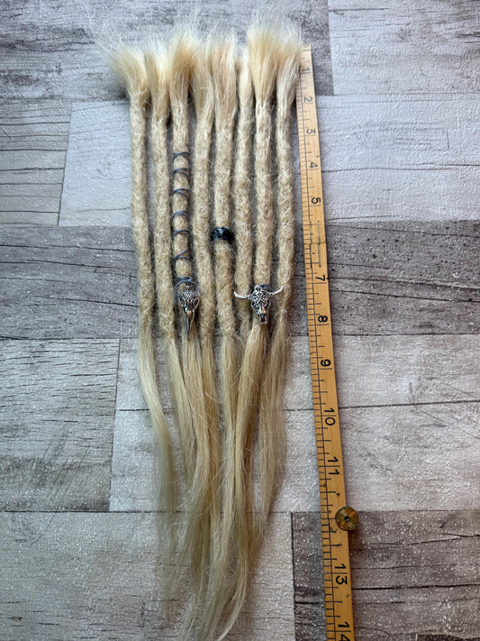 x10 Light Blonde Dreadlock Extensions 100% Human Hair 14 Inch Decorated