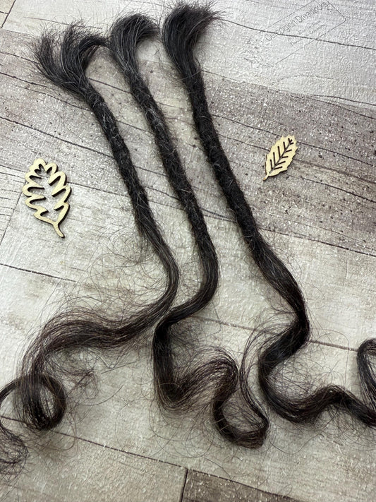x3 Raw Salt Pepper 100% Human Hair Dreadlock Extensions 12 Inch Curl Wavy