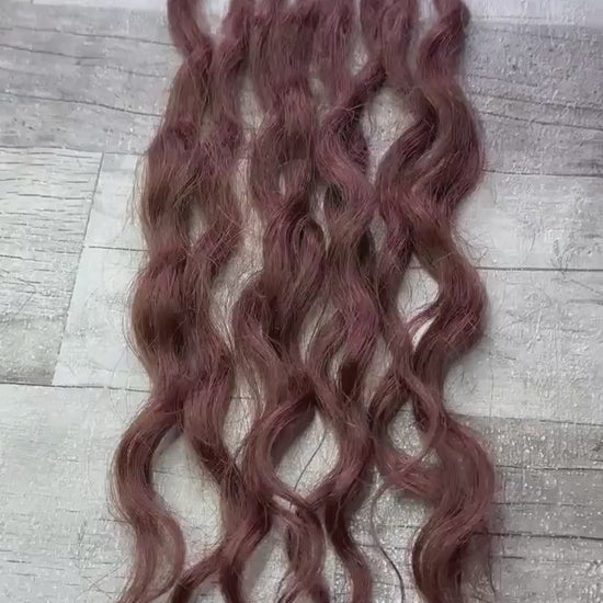Mahogany Brown100% Human Hair Dreadlock Extensions 17 Inch Curl Wavy
