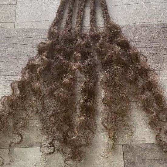 x5+ Water Wave 100% Human Hair Dreadlock Extensions Brown & Blonde Mix Curly