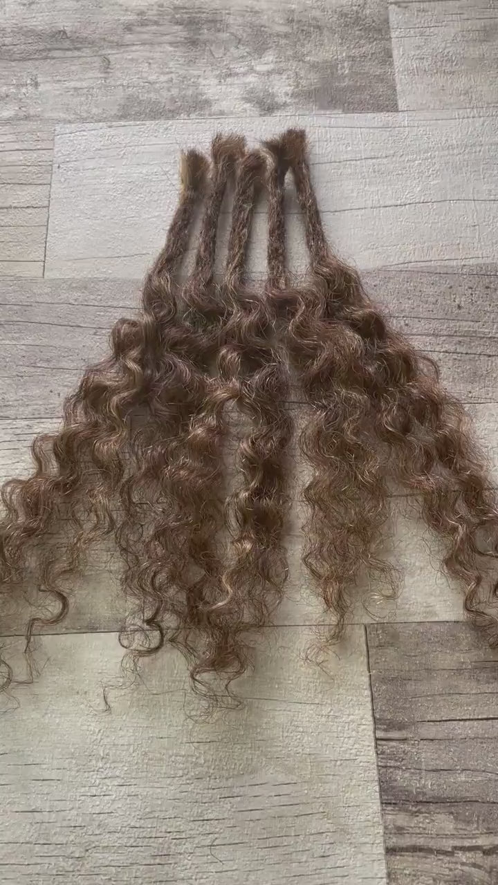x5+ Water Wave 100% Human Hair Dreadlock Extensions Brown & Blonde Mix Curly
