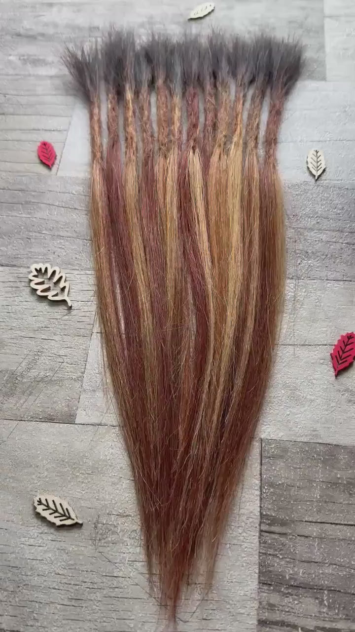 x12 Ombre Blonde Red 100% Human Hair Dreadlock Extensions 14 Inch