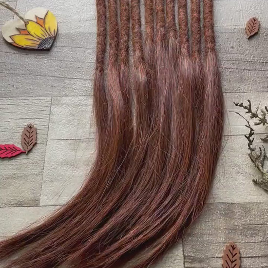 Auburn Double Drawn 100% Virgin Human Hair Dreadlock Extensions Silky 14 Inches